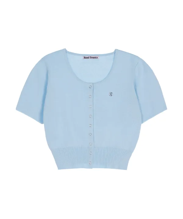 Eyelet Half Sleeve Cardigan [Sky Blue]