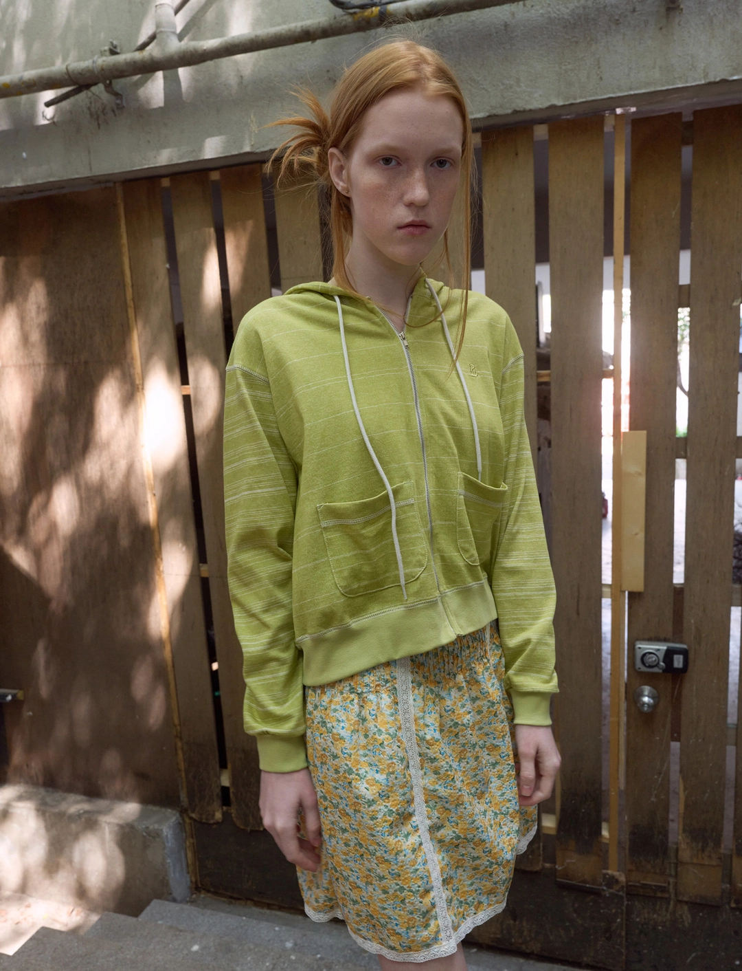 노컨텐츠 359. Natural Hooded Zip-Up _ Lime Green 상품 이미지 1