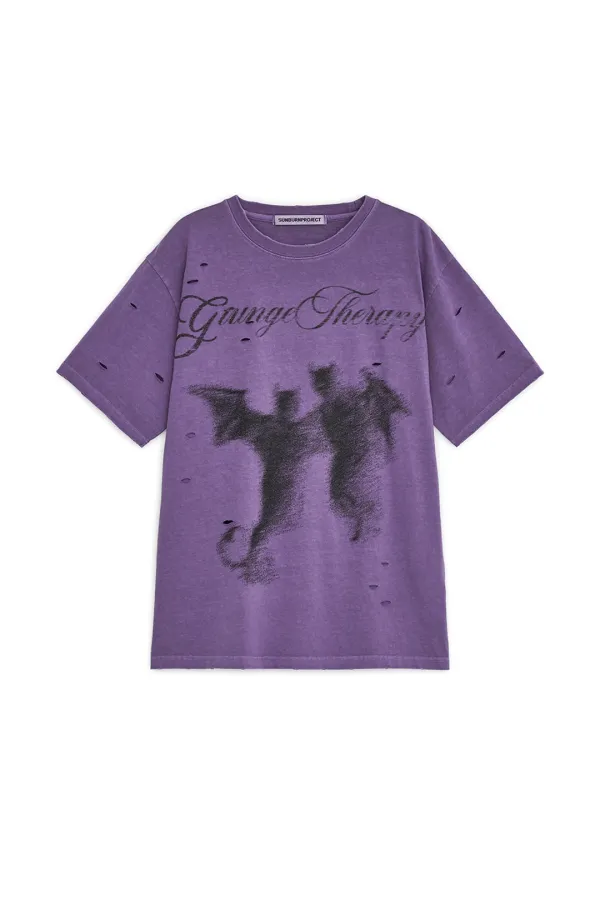 DISTROYED DEVIL OVERFIT T-SHIRT, PURPLE