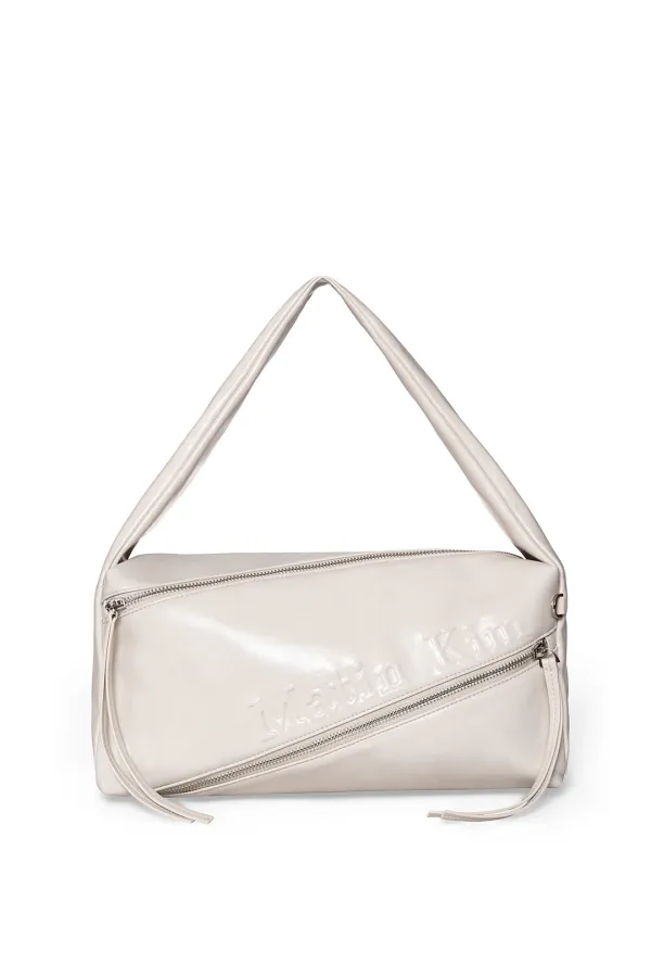 PADDED DIAGONAL ZIPPER BAG IN IVORY
