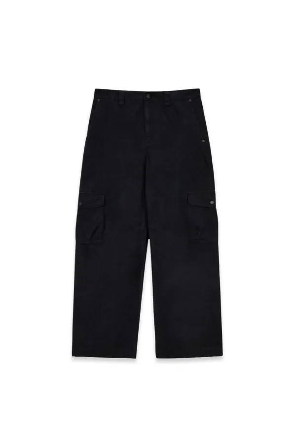 WASHED WIDE CARGO PANTS FOR MEN IN BLACK