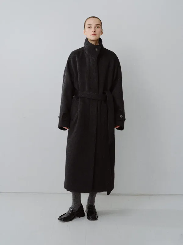 TFW YAK WOOL HIGH NECK COAT_CHARCOAL