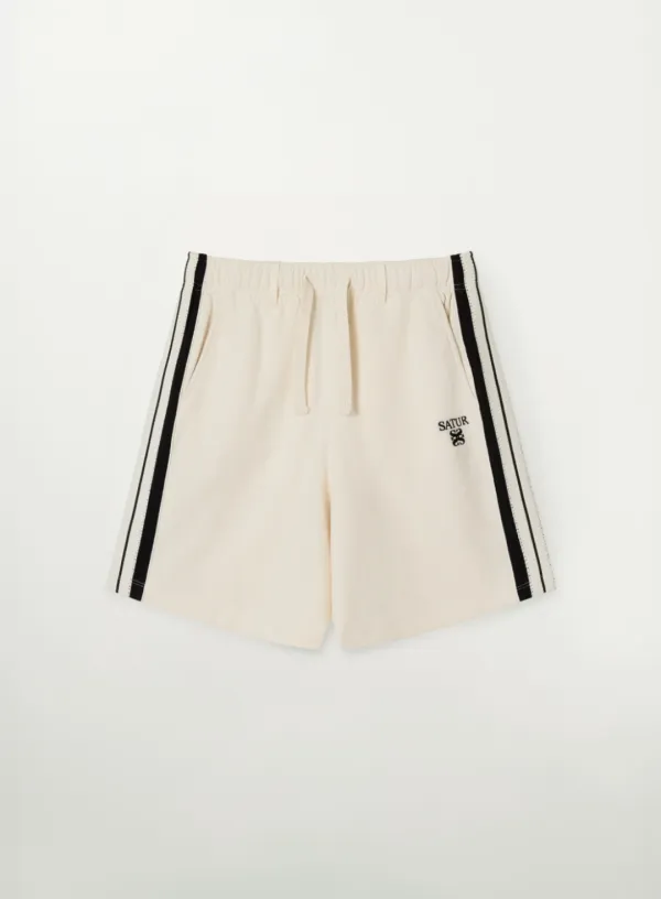 (W) Lawton Lining Track Shorts - Cream Black