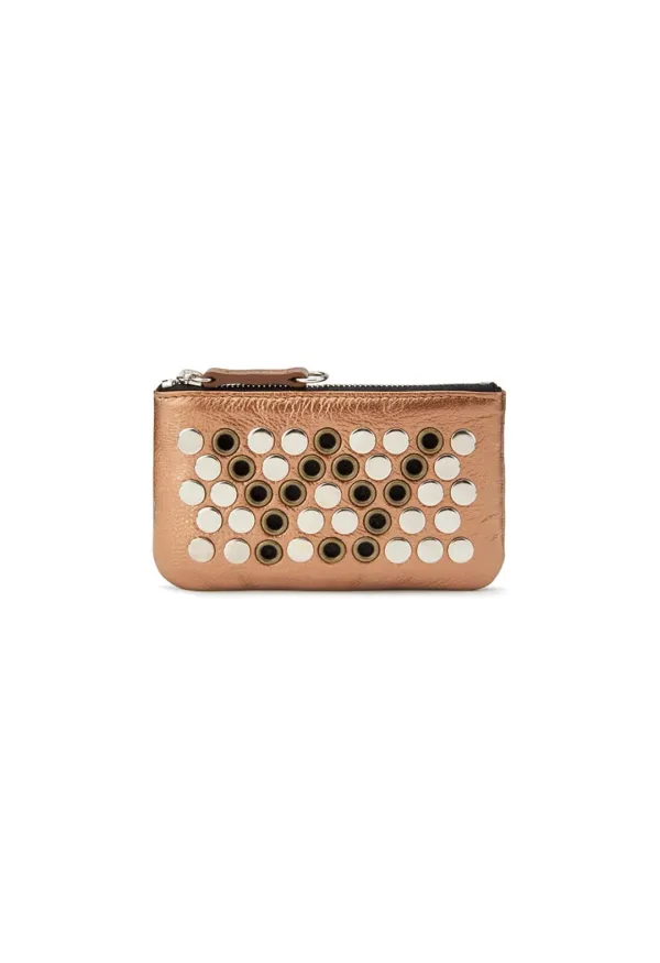 YY PUNCH STUD CHAIN WALLET, BRONZE