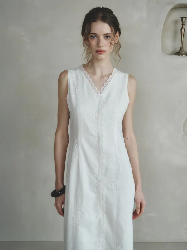 REINA lace slim long sleeveless dress_white(5/27 예약배송)