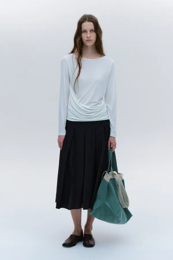 UNBALANCED DRAPING TOP [WHITE]