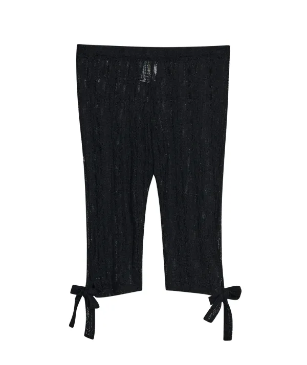 Lace Strap Leggings [Black]