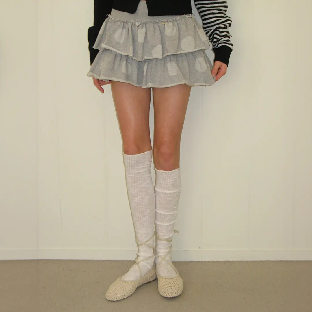 론론 BIG DOT CANCAN RUFFLE PANTSKIRT GREY 상품 이미지 2