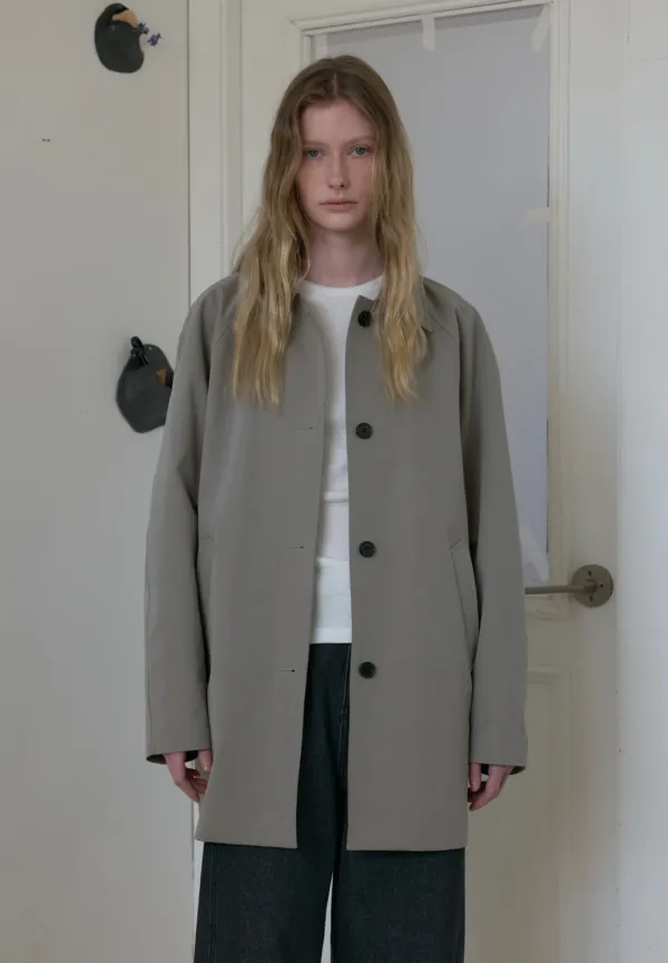 Cotton half mac coat (ash khaki)