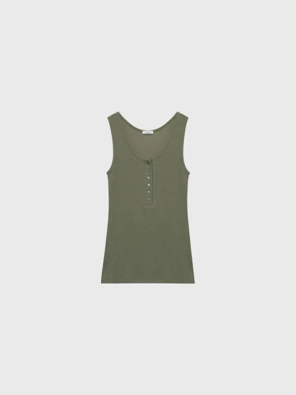 Slim Rib Sleeveless Tee (Olive / Khaki / Blue / Black)