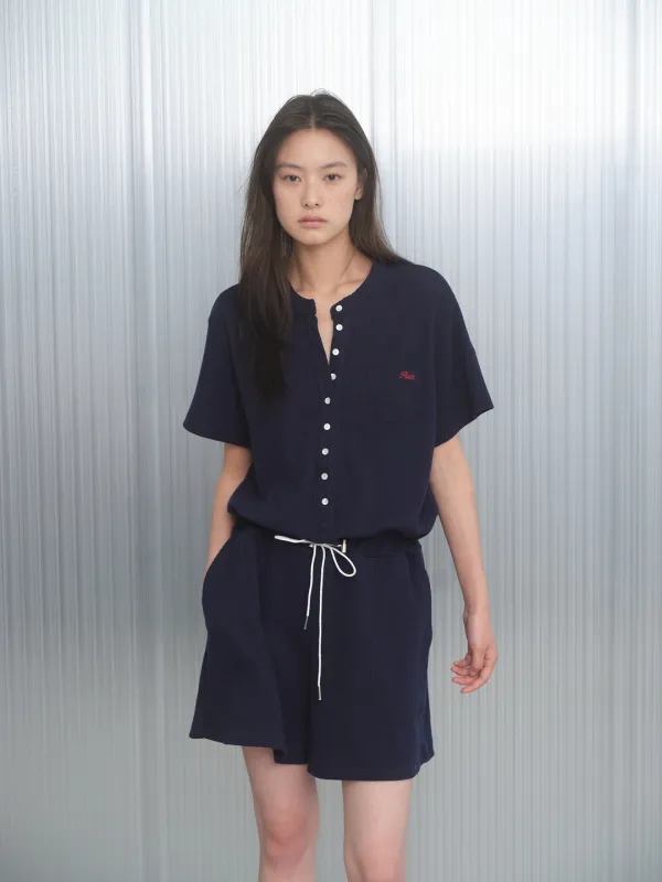 [2nd Restocks] WAFFLE ROMPER_navy