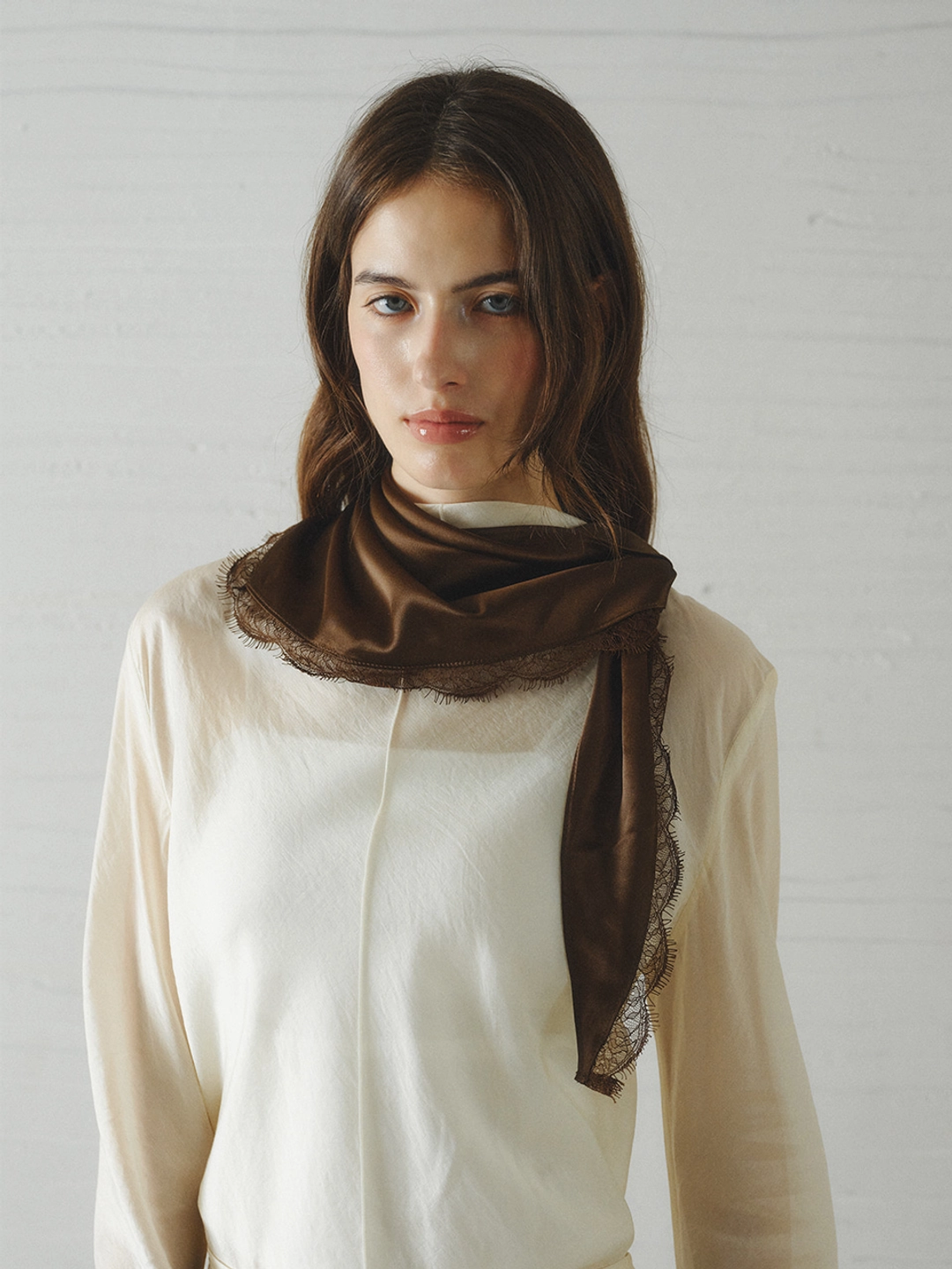 르니나 ALOHA lace satin scarf_brown 상품 이미지 2