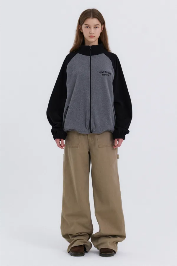 [Preview] 10.20 출고 Mushy Raglan Fleece Zip-Up - Grey(Black)