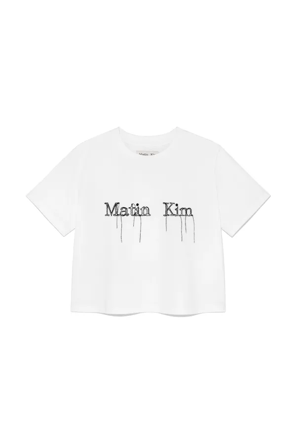 LOGO THREAD POINT CROP TOP IN WHITE
