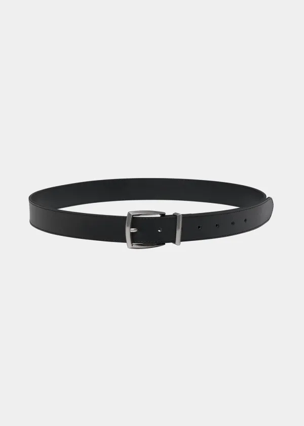 LEATHER BUCKLE BELT - BLACK