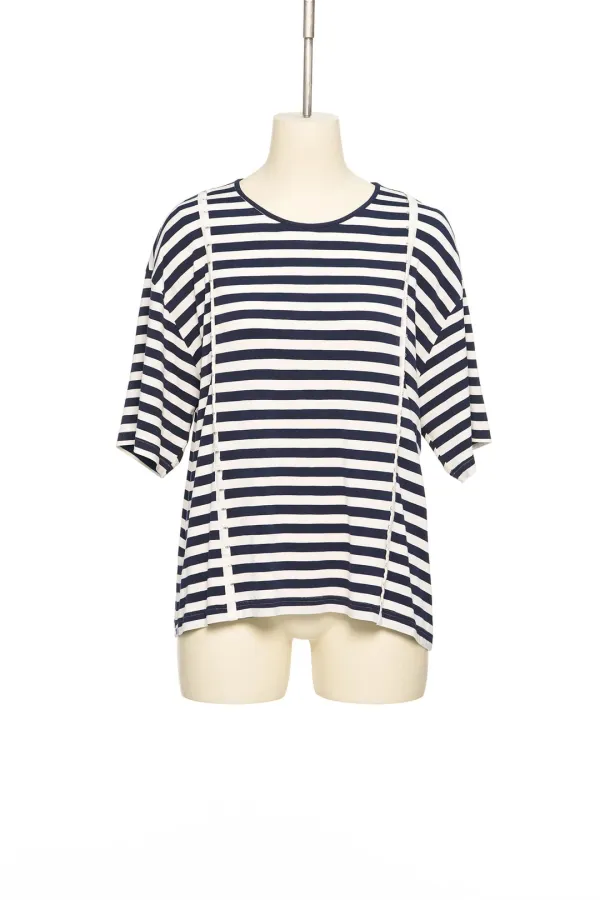 PS26 NAVY STRIPE HOOK-AND-EYE TOP