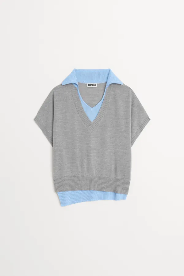March Contrast Collar Knit gray