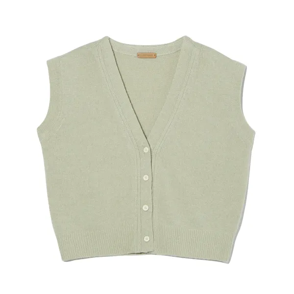 CASHMERE BLEND SHORT VEST [IVORY,MINT]