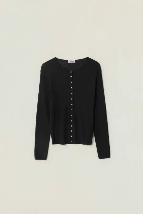 HALLIE WOOL KNIT CARDIGAN_BLACK