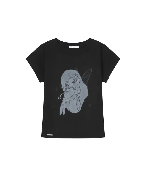 [Hannah X Misekiseoul] Hannah fairy raglan short sleeve BLACK