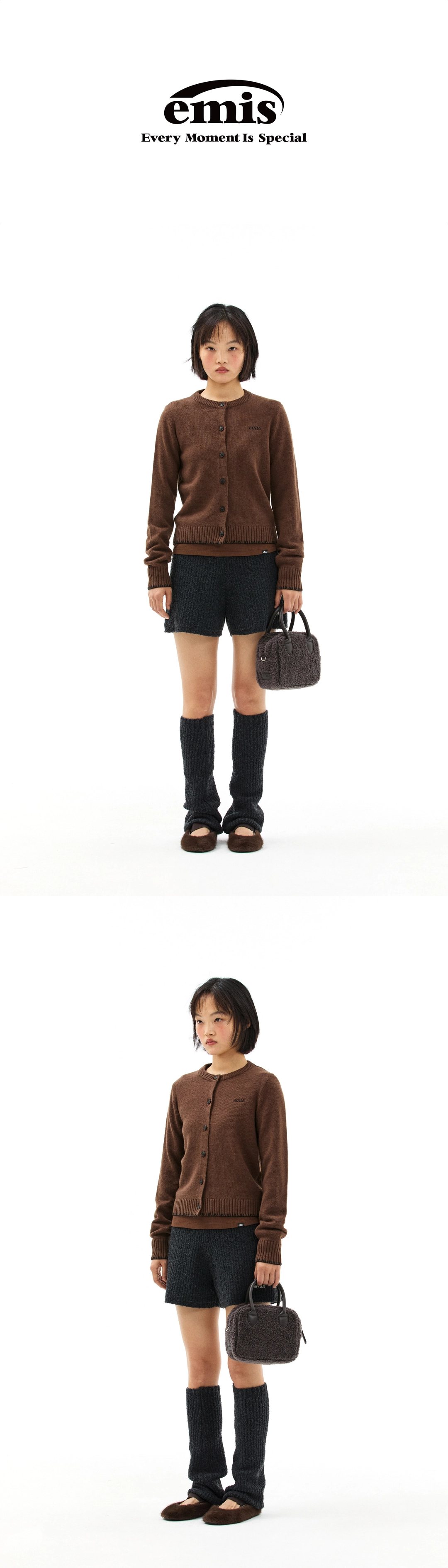 이미스 (W) BLANKET STITCH CARDIGAN-BROWN 상품 이미지 2