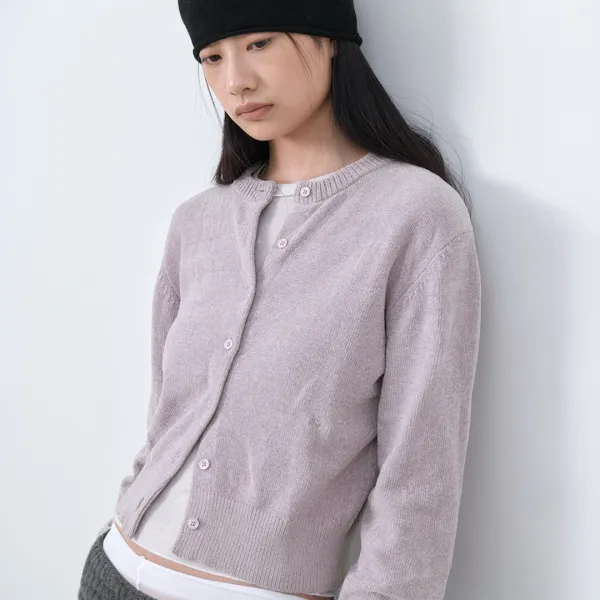 (CD-2287)AN VELVET ROUND NECK KNIT CARDIGAN