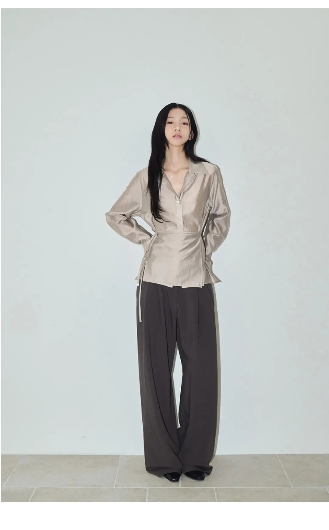 오디에스 [37th 재입고] Wrap Silky Shirts (Beige) 상품 이미지 2