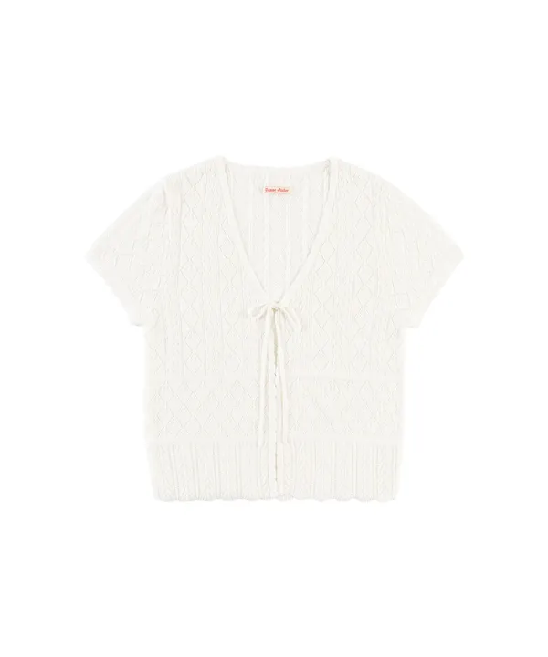 KN4297 펀칭 볼레로 카디건_Ivory