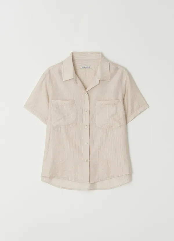 [1차] Half sleeves silky shirts_BEIGE