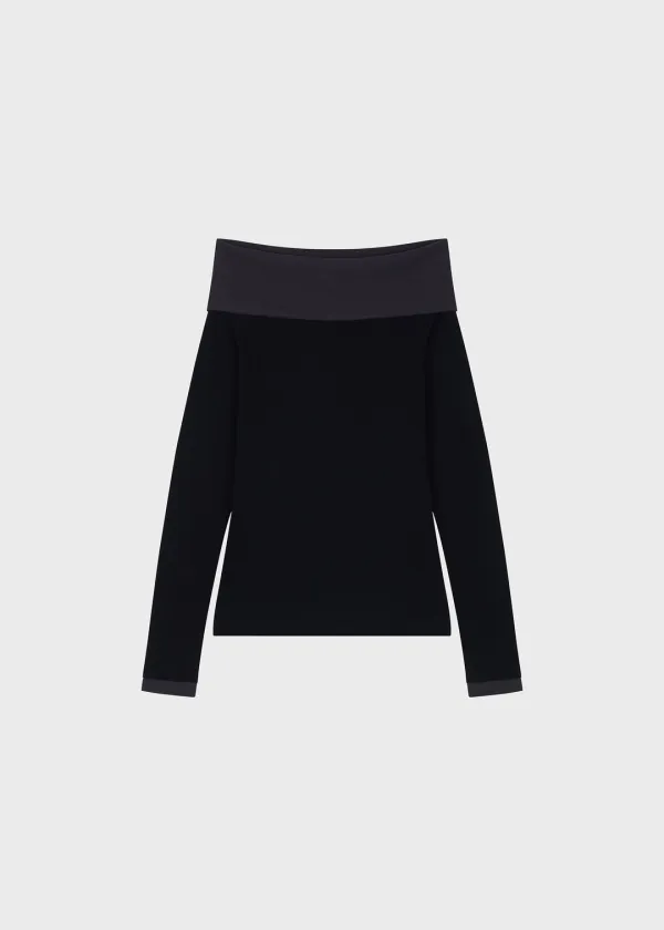 Double Layer Off Shoulder Top Ash