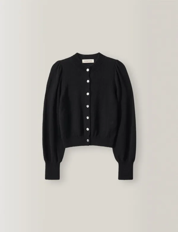 Dolce Puff Long-Sleeve Cardigan (Black)