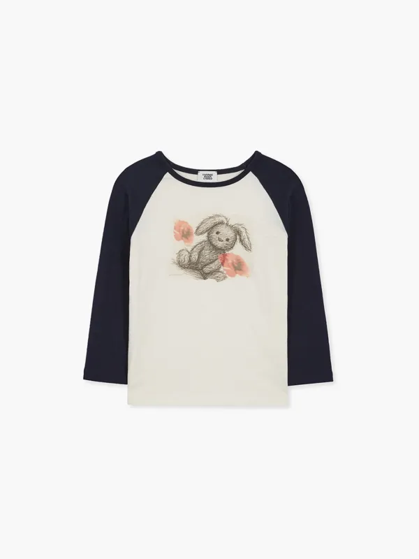 RABBIT RAGLAN T-SHIRT_ivory/navy