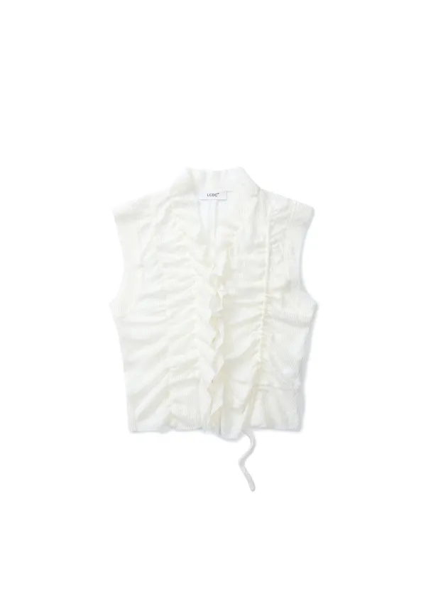 ASYMMETRIC RUFFLE SHIRT (IVORY)