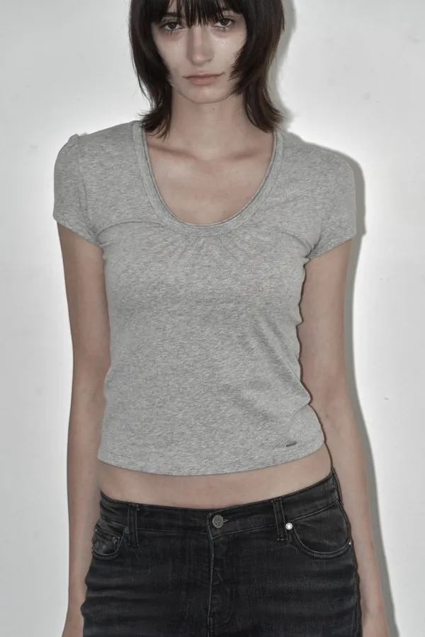 PUFF V-NECK SHORT SLEEVE MELANGE