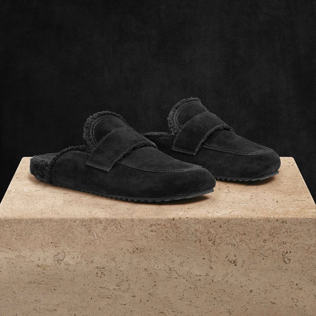 제임스펄스 Men's Suede Shearling Lined Loafer - Black/Black 상품 이미지 1