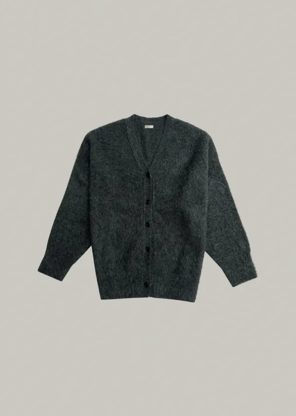 mohair v-neck cardigan (charcoal)