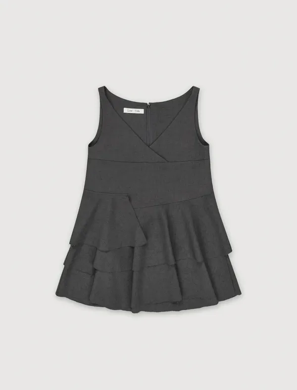 [1st REORDER] CRINKLE RUFFLE TOP [CHARCOAL]