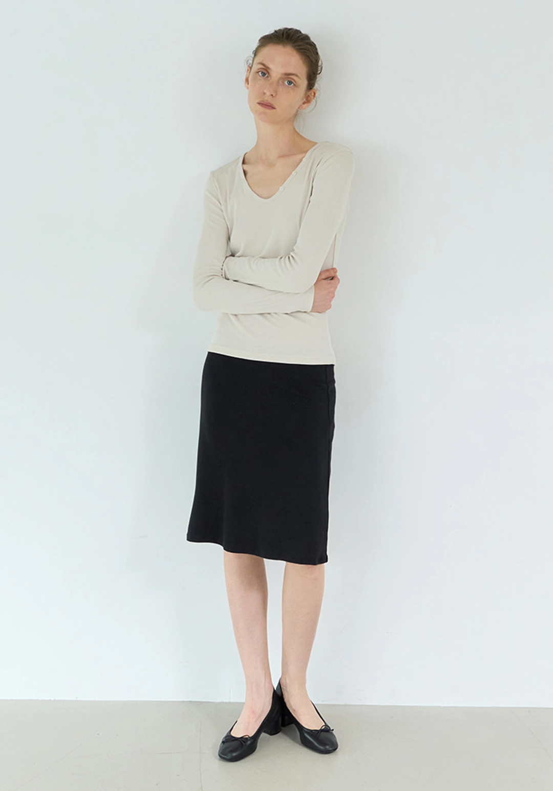 이브세이지 [1차 리오더] Basic midi skirt (Black) 상품 이미지 2