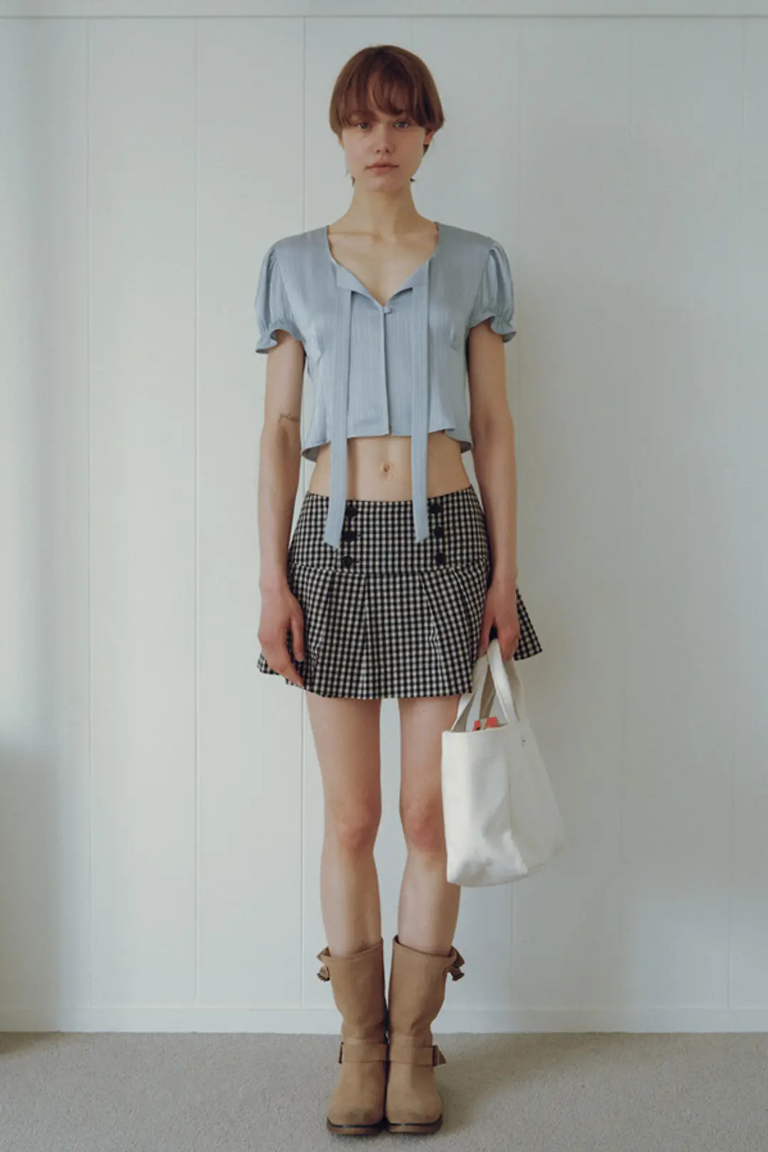 오버듀플레어 CHECK PLEATS MINI SKIRT_BLACK 상품 이미지 2