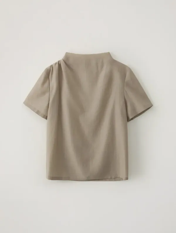 Cowl Neck Blouse (Beige)