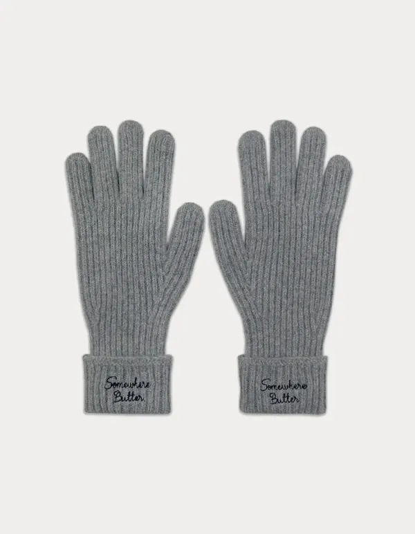 Letter Raccon Gloves - Grey