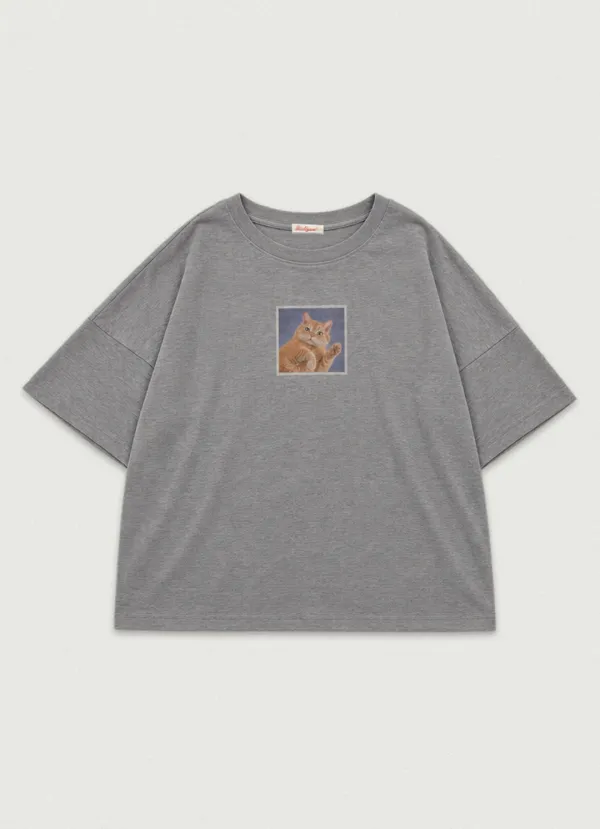 Baby Cat Frame Tee [gray]