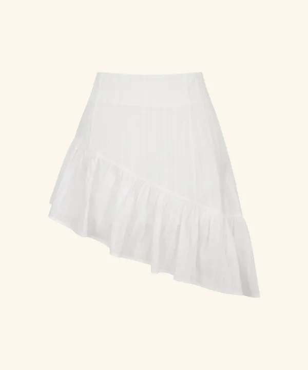 Candle Asymmetrical Frill Skirt ( White )