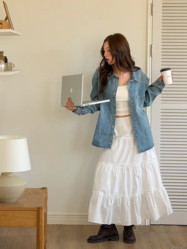 Moe denim shirt jacket (blue)