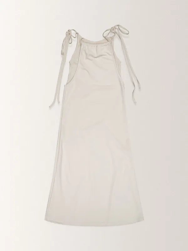 (*6/8 순차 출고) TIE UP LAYERED JERSEY ONE PIECE DRESS [ CREAM ]