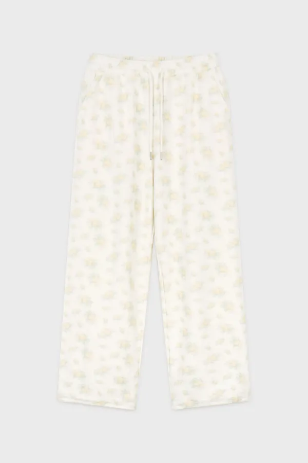 Double Floral Artwork Jogger Pants (Yellow)
