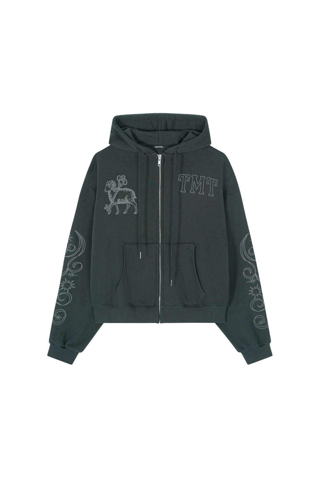 투머치택스 [ONLY FLAGSHIP STORE] ORNAMENT 03 STITCH ZIP-UP HOODIE (CHARCOAL) 상품 이미지 1