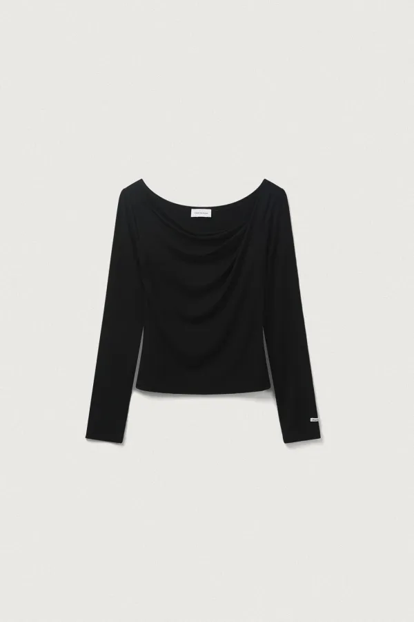 FLUID DRAPE T-SHIRT [BLACK]