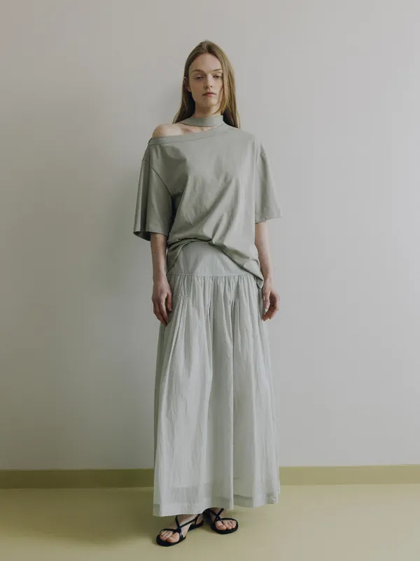 Gathered Pleated Maxi Skirt SW6MS706_3color
