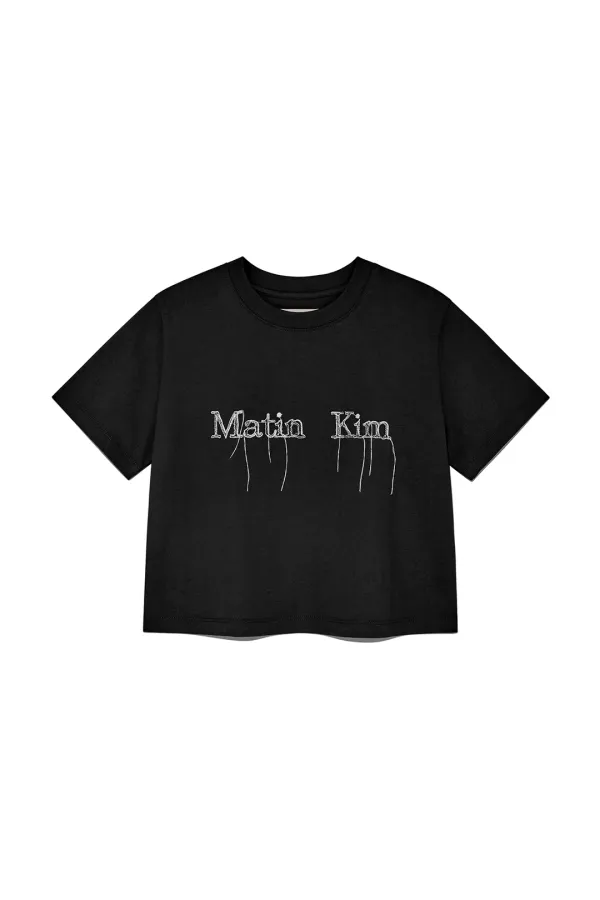 LOGO THREAD POINT CROP TOP IN BLACK